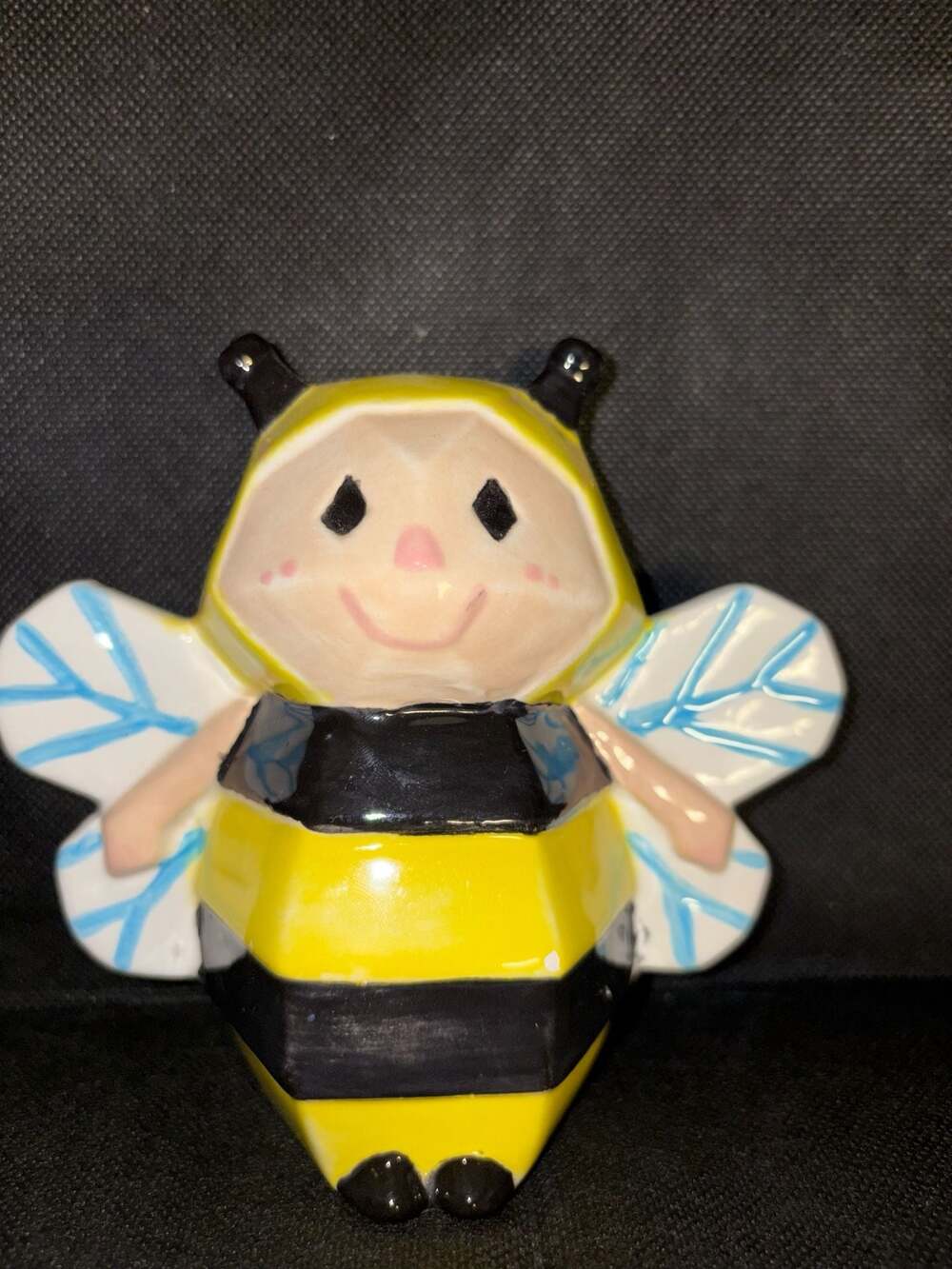Sanko Ceramic Bee Figurine Geometric Design